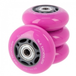 Kółka do rolek PU 64mm/82A 4szt. + łożyska ABEC7 8szt. różowe Nils