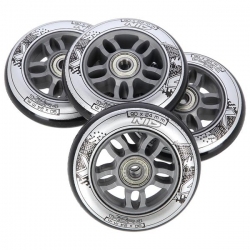 Kółka do rolek PU 90mm/82A 4szt. + łożyska ABEC9 CHROME 8szt. czarne Nils